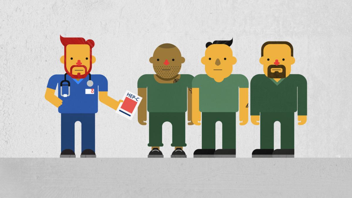 graphic image of people - male nurse and prisoners